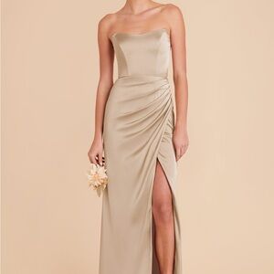 Elegant Strapless Champagne Bridesmaid Dress